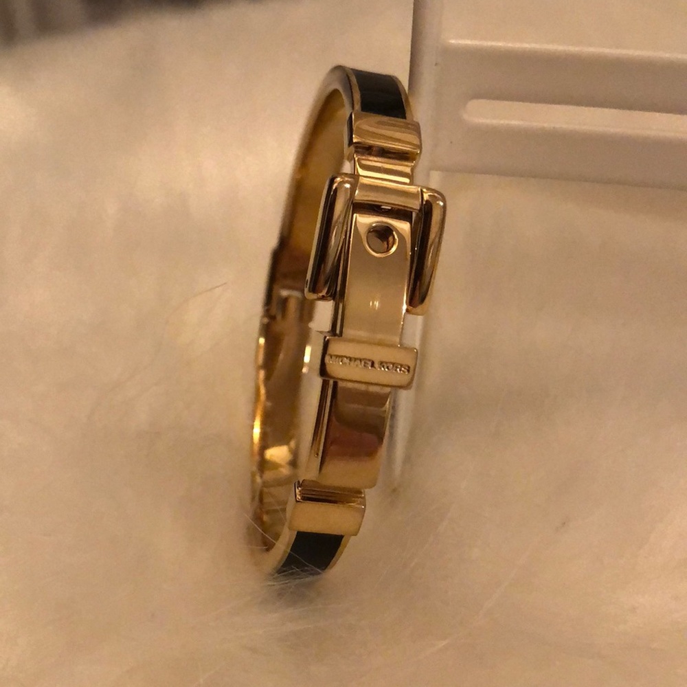 Michael Kors Black and Gold Buckle Bracelet